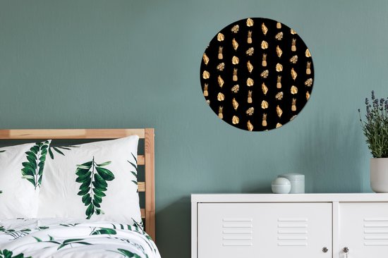 WallCircle - Wall Circle - Wall Circle Indoor - Feuilles - Or - Motifs - 60x60 cm - Décoration murale - Peintures Ronds
