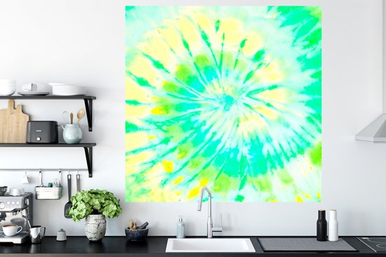 Stickers Stickers muraux - Été - Tie dye - Jaune - 120x120 cm - Feuille adhésive XXL