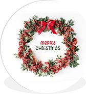 WallCircle - Wandcirkel ⌀ 120 - Winter - Krans - Mistletoe - Ronde schilderijen woonkamer - Wandbord rond - Muurdecoratie cirkel - Kamer decoratie binnen - Wanddecoratie muurcirkel - Woonaccessoires XXL