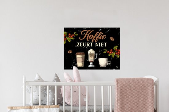 Stickers Stickers muraux - Café - Mugs - Citations - 40x30 cm - Feuille adhésive - Cadeau pour femme - Cadeau pour mari