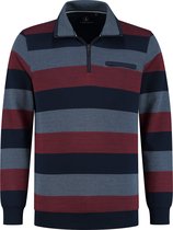 Chris Cayne - Sweater Half Zip - Gemeleerde brede strepen - Heren - Shirt - Navy/Rood/Blauw - Maat XXL