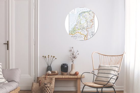 WallCircle - Wall Circle - Wall Circle - Carte - Vintage - Nederland - Aluminium - Dibond - 60x60 cm - Intérieur et Extérieur