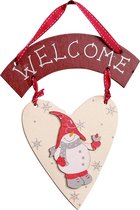 Houten Kerst Bordje Welcome