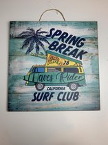 Houten wandbord "Spring break surf club"