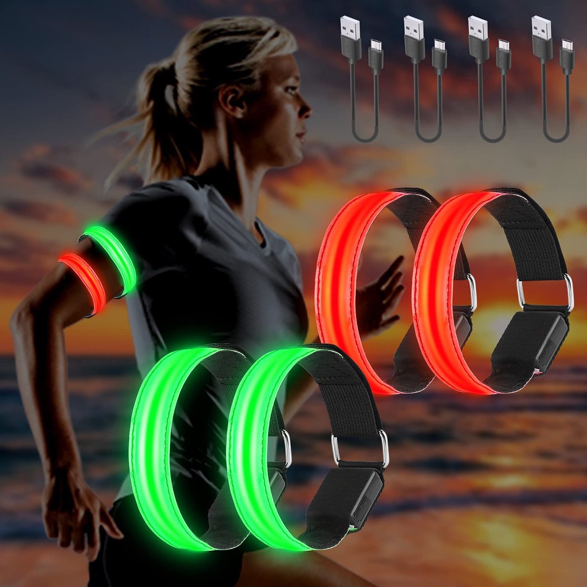 Ceinture LED, Ceinture élastique LED Nuit Sports Lumineux Running Cyclisme  Vêtements de sécurité réfléchissants Noir.