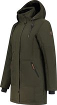 Travelin' Jack Lova - Lange Dames Parka - Jas met Teddy voering - Donkergroen - Maat 40