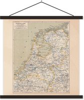 Affiche scolaire - Carte - Vintage - Pays- Nederland - 90x90 cm - Lattes noires