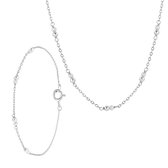 Lucardi Dames Zilveren set ketting en armband zoetwaterparel - Cadeau - Moederdag Set - 925 Zilver - Zilverkleurig