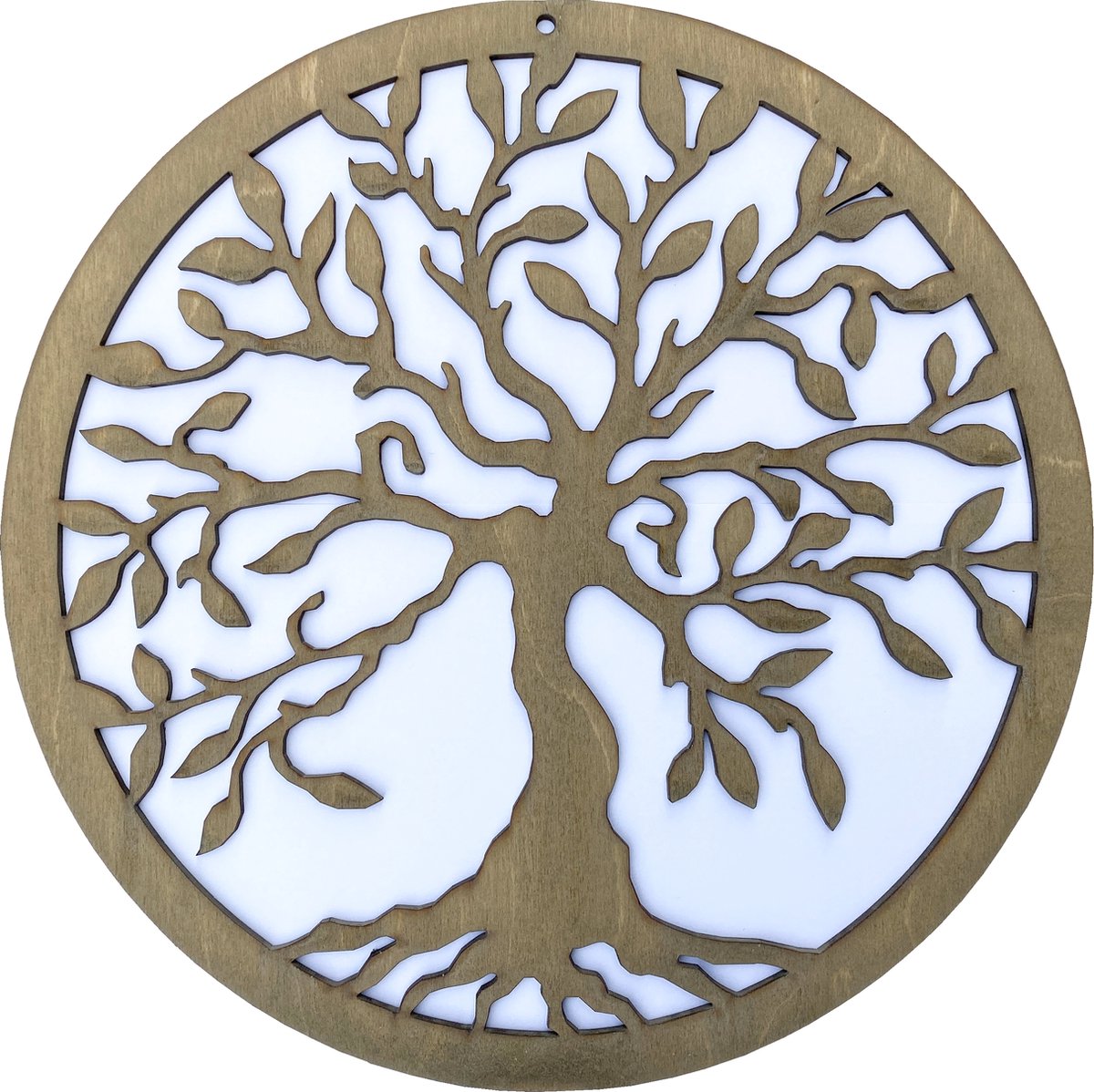Serenti-muurdecoratie- Levensboom-Tree Of Life-kleur betongrijs-FSC berkentriplex-diameter 30 cm-dikte 3 mm