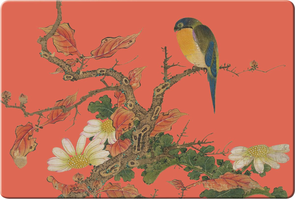 Bekking & Blitz - Placemat - Kunst - Vogels - Aziatische kunst - Album of birds and flowers (rood) - Hu Feitao - Chester Beatty Museum Dublin