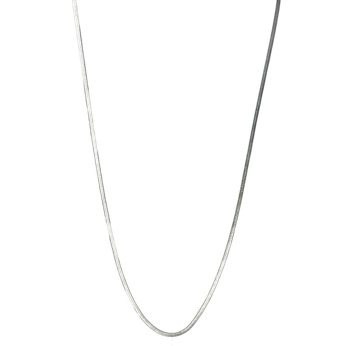Platte Ketting Herringbone – Edelstaal – Zilverkleurig – Breedte 2 mm - Lengte 41 cm