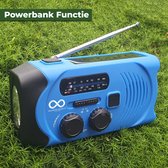 Noodradio - Solar - Opwindbaar - Blauw - Powerbank zonneenergie - Zaklamp - draagbare radio