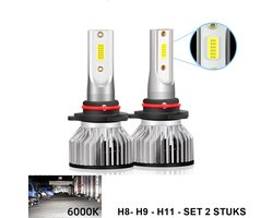 H8 - H9 - H11 - LED lampen 18000 Lumen 6000k Helder Wit (set 2 stuks) incl CANbus EMC CHip Ultra-bright Wit, COB CHIP 72 Watt Motor - Auto - Scooter - Motor - Dimlicht - Grootlicht - Koplampen - Autolamp - Autolampen - CANbus adapter 12V