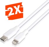 2-PACK iPhone USB-C  oplader kabel - 1 Meter - Geschikt voor Apple iPhone 6,7,8,X,XS,XR,11,12,13,Mini,Pro Max- iPhone kabel USB-C - iPhone oplaadkabel - iPhone snoertje - iPhone la