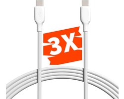 Phreeze 3x USB C naar USB C Kabel - 3 Meter - Type-C - 65W Opladerkabel - 480 MBps Datakabel - Voor S24,S23,S22,S21,S20,Flip,Fold en Tablet A7,A8,A9,S7,S8,S9