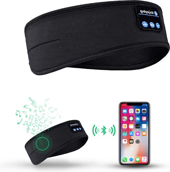 Melify Bluetooth Slaapmasker - Hoofdband met Bluetooth 5.0 - Slaaptrainer - Oorwarmer - Zwart