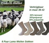 Lams Wollen Sokken 6 Paar in Verschillende Kleuren-Maat 39-42