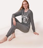 Feyza - Bijpassende Pyjama Set Voor Koppels, Lange Mouwen, Donkergrijs, Dames - L