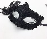 Venetiaans Masker - Vlindermotief - Stof - Zwart