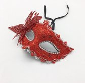 Venetiaans Masker - Vlindermotief - Stof - Rood