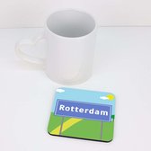 Onderzetter voor glazen met opdruk plaatsnaambord Rotterdam - 10x10 cm - 1 stuk