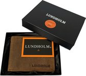 Lundholm cadeaupakket mannen leren portemonnee heren bruin hunter leer - in geschenkverpakking - herenportefeuille leder - cadeau voor man verjaardag mannen cadeautjes geschenkset