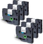 TELANO® 6 stuks Label Tapes TZe-231 - Compatible voor Brother P-Touch Labelprinter - Zwart op Wit - 12mm x 8m