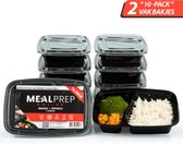 Mealpreponline - Meal Prep Bakjes - 10 stuks - 2 compartimenten - Vershoudbakjes