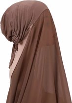Bruine Hoofddoek, mooie hijab nieuwe stijl (onderkapje en hijab).