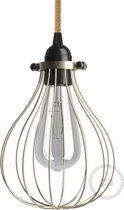 Druppel vorm draadframe lampenkap messing met klem fittingbevestiging