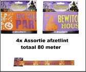 4x Afzetlint 20 meter assortie - Markeerlint | Horror | Halloween | Griezel | Thema feest | creepy | scary