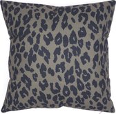 Kussenhoes Leopard | Dierenprint | Panter | Linnenlook | Legergroen | 45 x 45 cm | Exclusief binnenkussen