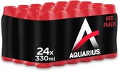 Aquarius red peach 24x33cl petflesh - Rood - Sportdrank - Drink - Perzik
