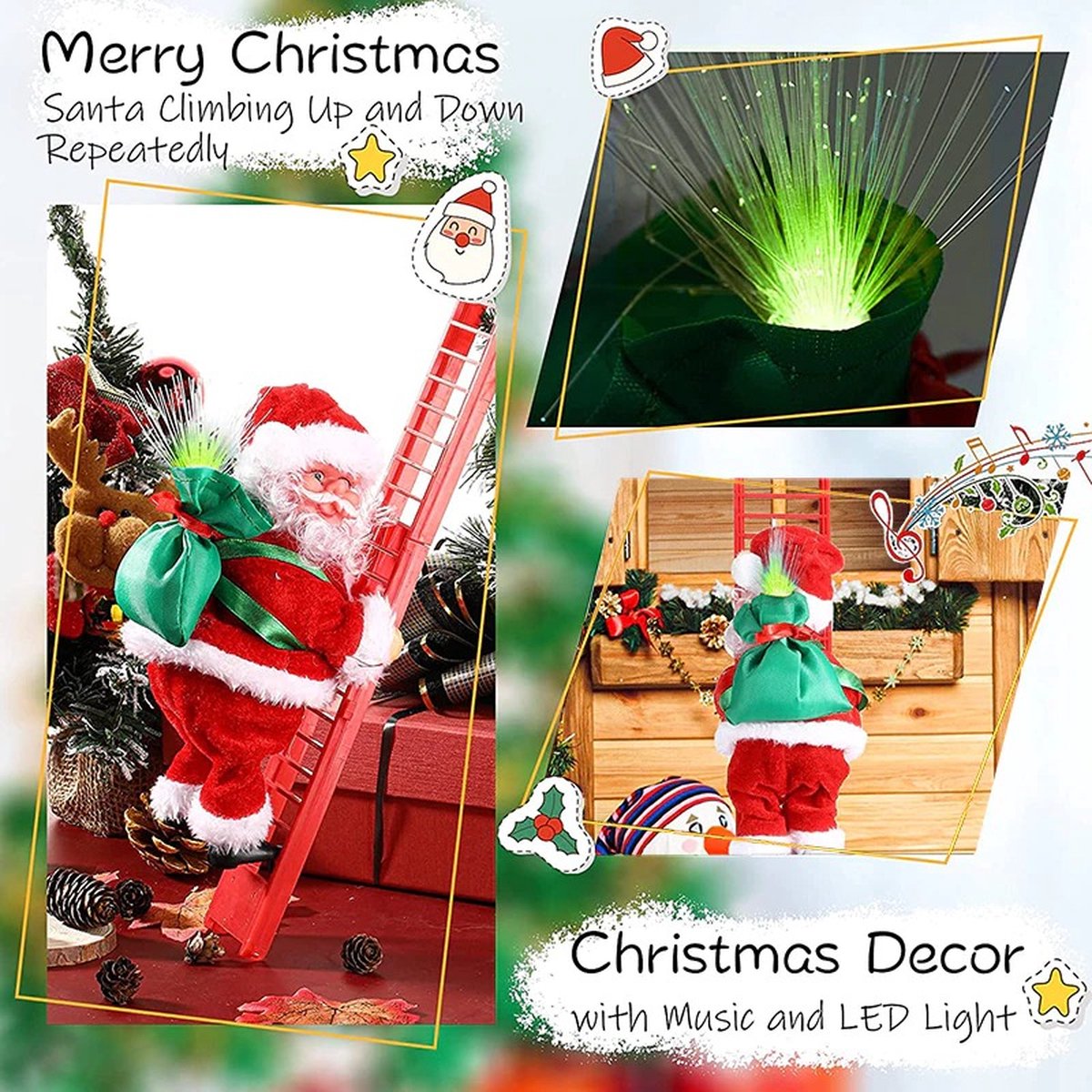 Kerstman Speelgoed, Kerstman Decoratie, Kerstman Klimmen Touw Ladder Voor Binnen/Buiten Kerstboom (Een Speelgoed
