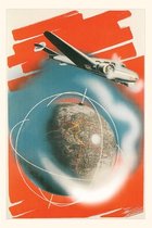 Pocket Sized - Found Image Press Journals- Vintage Journal Airplane and the Globe Travel Poster