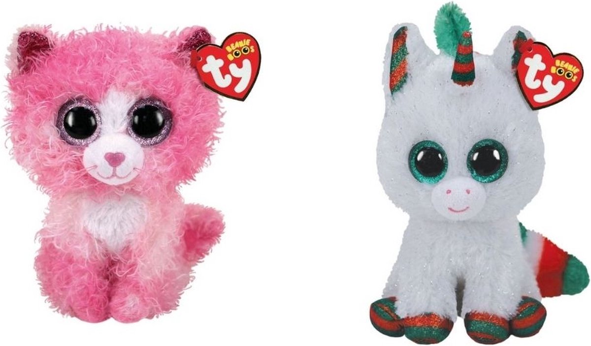 Ty - Knuffel - Beanie Boo's - Reagan Cat & Christmas Unicorn