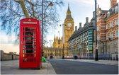 Rode Britse telefooncel voor de Big Ben in Londen - Foto op Forex - 90 x 60 cm