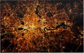 Sattelietfoto van de Londen City Map in de nacht - Foto op Forex - 60 x 40 cm