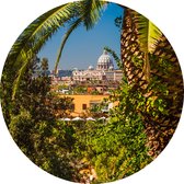 Uitzicht op de koepel van Vaticaanstad in Rome - Foto op Behangcirkel - ⌀ 100 cm