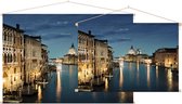 Nachtelijke skyline van Venetië met het Canal Grande - Foto op Textielposter - 90 x 60 cm