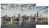 Strand en skyline van de Amerikaanse stad Chicago - Foto op Textielposter - 90 x 60 cm