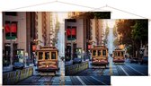 Historische treintjes op California Street in San Francisco - Foto op Textielposter - 45 x 30 cm
