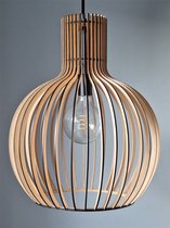 Groenovatie Lille Houten Design Hanglamp - ⌀ 45 x 54 cm - E27 Fitting - Half Zwart
