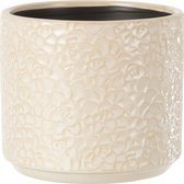 J-Line Bloempot Roos Keramiek Wit Medium Set van 4 stuks