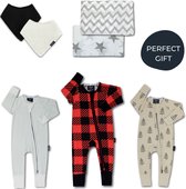 Zipster Unisex winter cadeaupakket - Baby Romper - Zachte bamboe - Met 2-way ritssluiting - Maat Newborn - Perfect Cadeau
