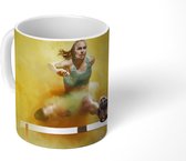 Mok - Atleet springt door de gele rook heen - 350 ML - Beker