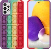 iMoshion Hoesje Geschikt voor Samsung Galaxy A72 Hoesje Siliconen - iMoshion Pop It Fidget Toy - Pop It hoesje - Rainbow