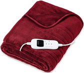 Sinnlein - Elektrische deken wijnrood van fleece - 180 x 130 cm - antraciet - fleece deken - plaid - warmtedeken met automatische uitschakeling - knuffeldeken - timerfunctie - 9 te
