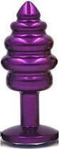 Nooitmeersaai - Metalen paarse buttplug met paars kristal 29 - 72 mm