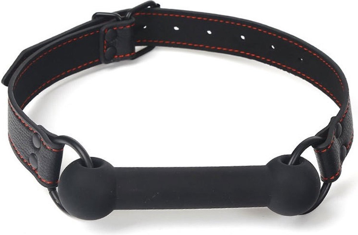 Jamais ennuyeux - Bâillon buccal en Siliconen avec os de chien noir